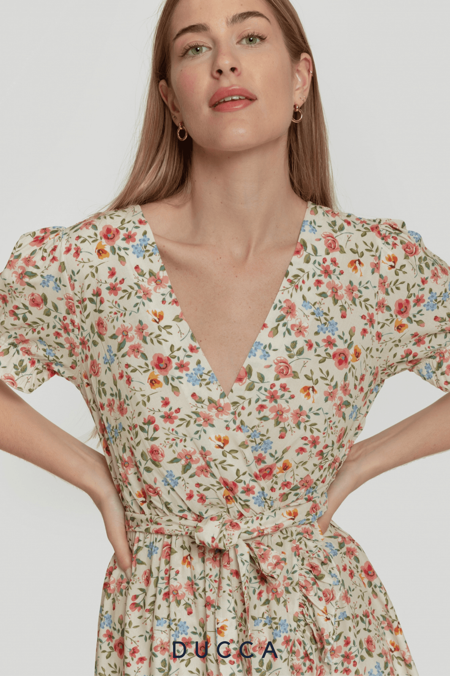 Vestido Onda de Pliegues Beige - DUCCA Vestidos S DUCCA