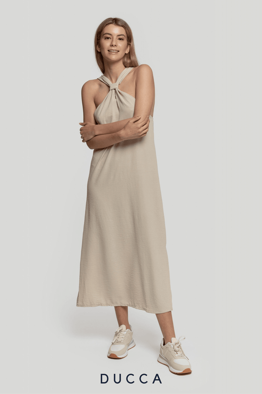 Vestido Sensazione Halter Beige - DUCCA Vestidos S DUCCA