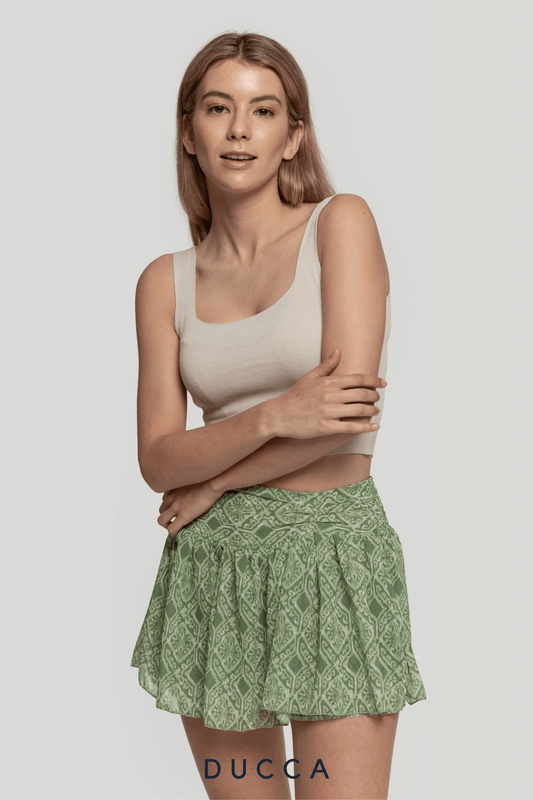 Shorts Encanto Plisado Verde - DUCCA Faldas XS DUCCA