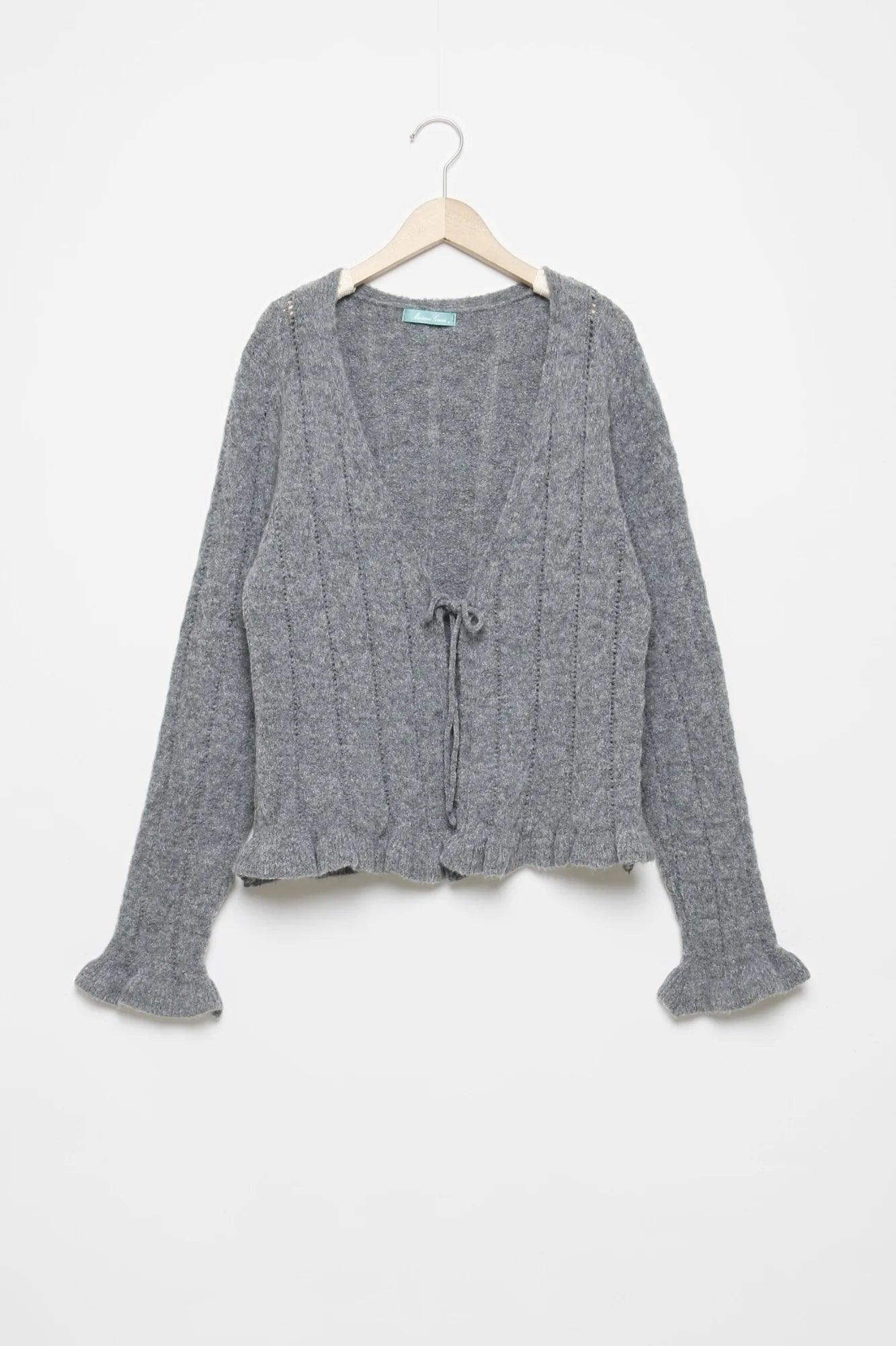 Cárdigan Grazia Volantes - DUCCA Jersey Mujer S / Gris DUCCA