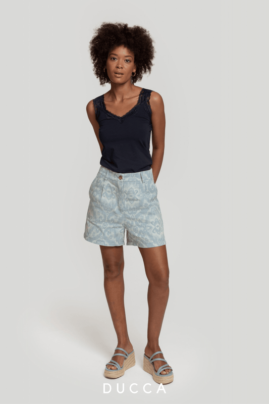 Top Elegancia de Encaje - DUCCA Tops S / Azul marino DUCCA