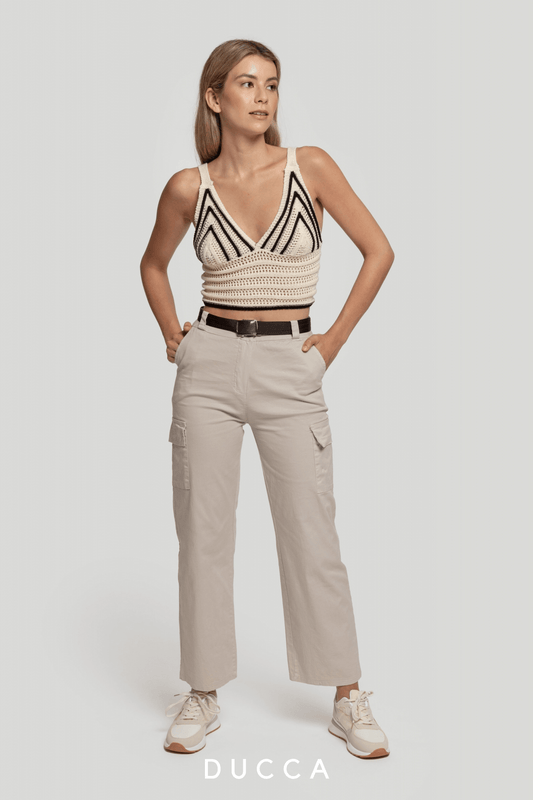 Pantalón Safari Urbano Beige - DUCCA Pantalones Mujer S DUCCA