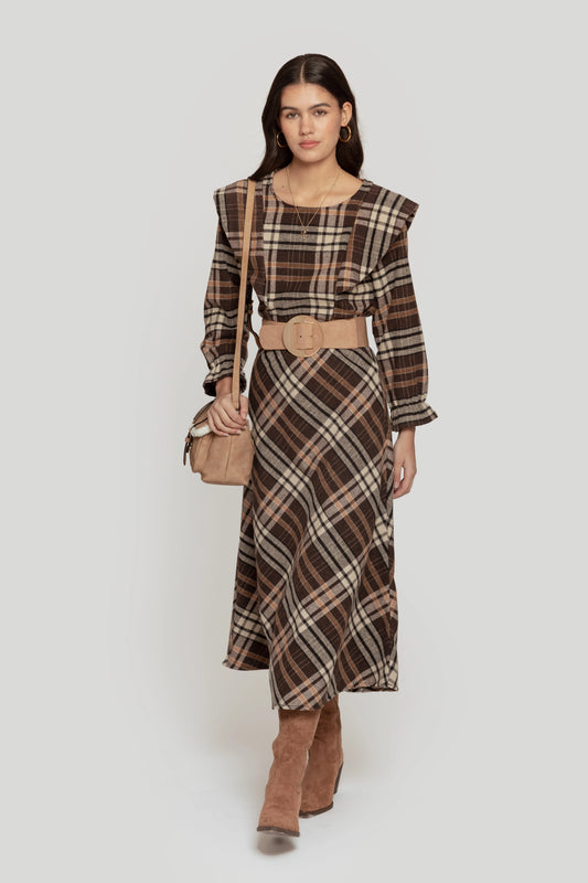 Falda Cuadros Vintage - DUCCA Faldas S / Marrón DUCCA