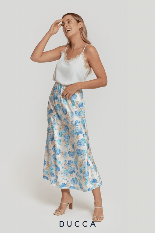 Falda Eclat de Satén Azul - DUCCA Faldas S DUCCA