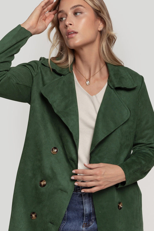 Abrigo Estilo Suede - DUCCA Abrigos Mujer S / Verde DUCCA