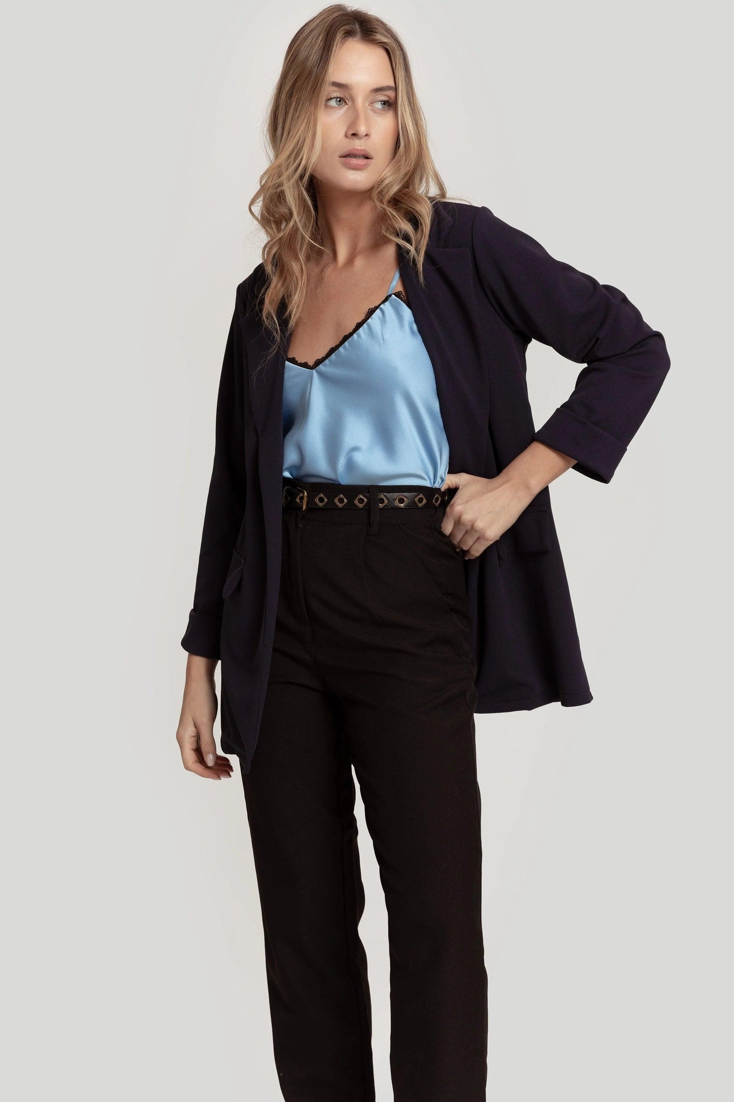 Blazer Elegancia Fluida - DUCCA Blazer Mujer S / Azul marino DUCCA