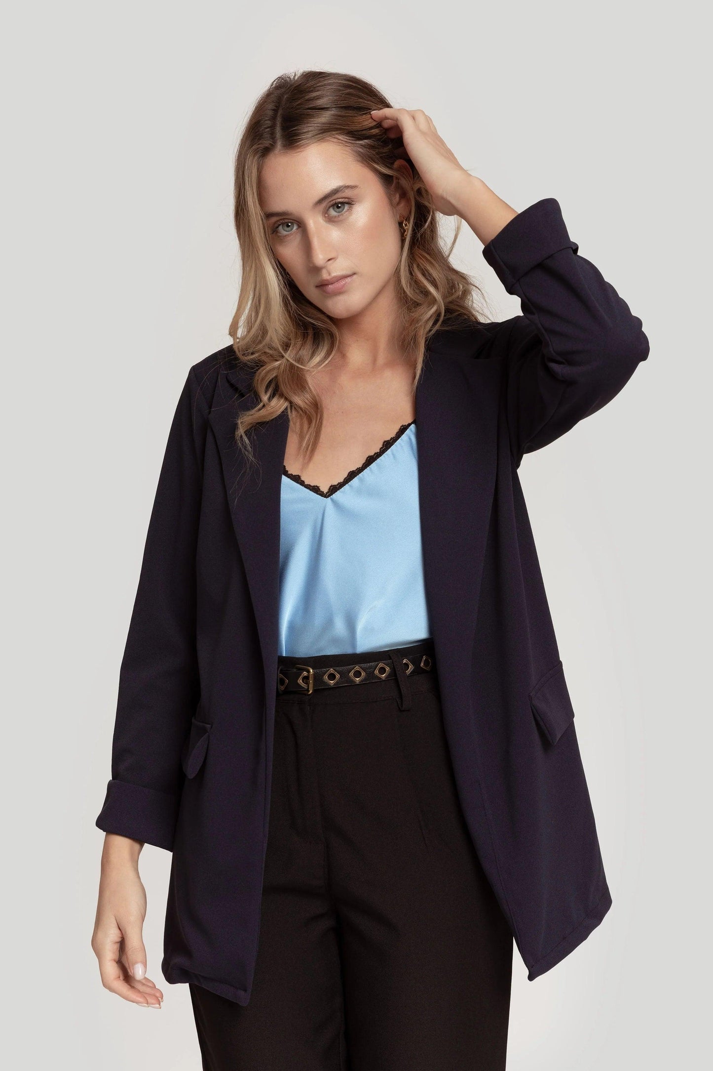 Blazer Elegancia Fluida - DUCCA Blazer Mujer S / Azul marino DUCCA