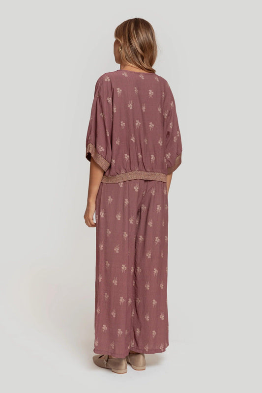 Pantalón Grazia Brillante - DUCCA Pantalones Mujer S / Borgoña DUCCA