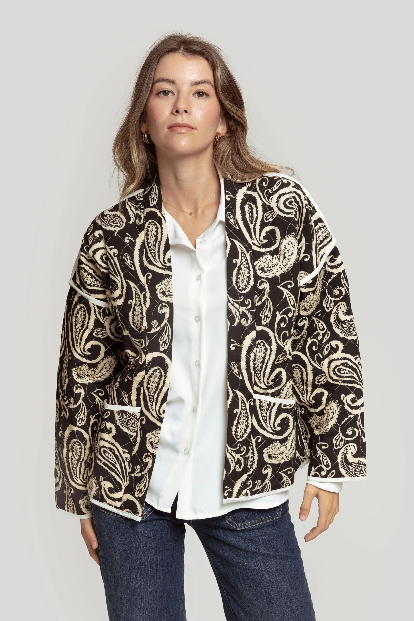 Chaqueta Estampa Elegante - DUCCA Chaleco Mujer S / Borgoña DUCCA