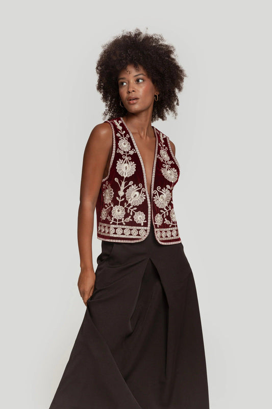 Chaleco Brillo de Terciopelo - DUCCA Chaleco Mujer Verde / Talla única DUCCA