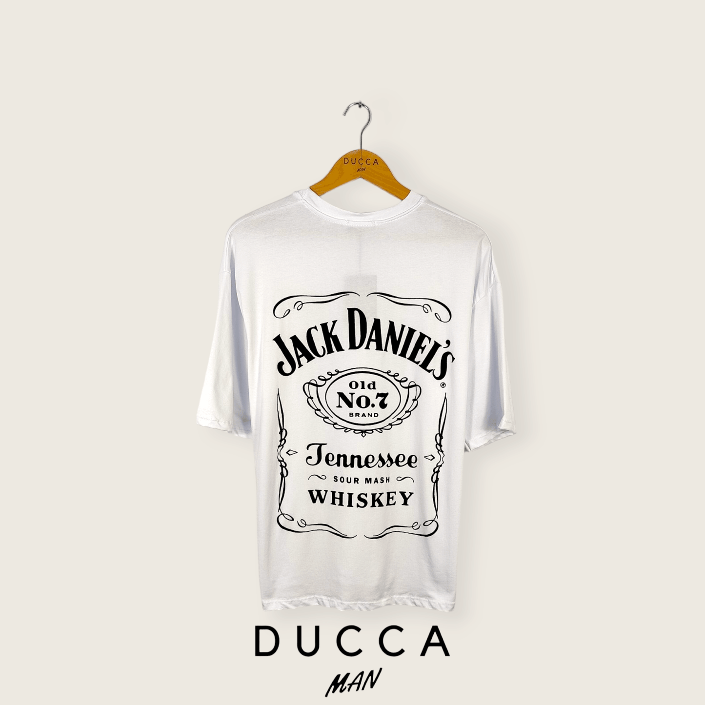 Camiseta Oversized Jack Daniels Blanca - DUCCA Camisetas Oversized S DUCCA