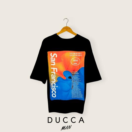 Camiseta Oversized San Francisco Negro - DUCCA Camisetas Oversized S DUCCA