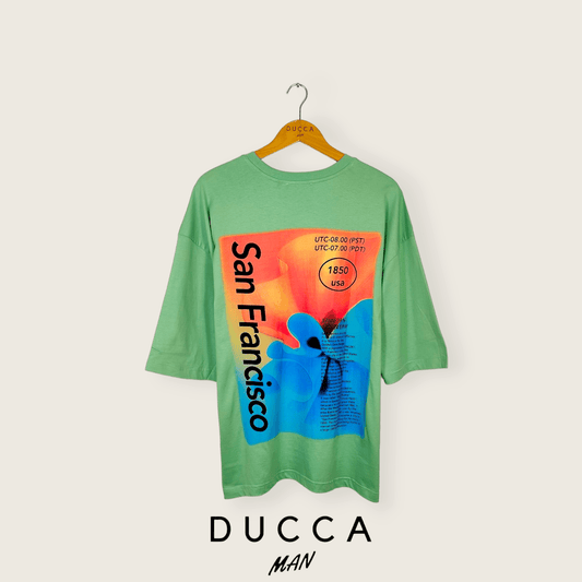 Camiseta Oversized San Francisco Verde - DUCCA Camisetas Oversized S DUCCA