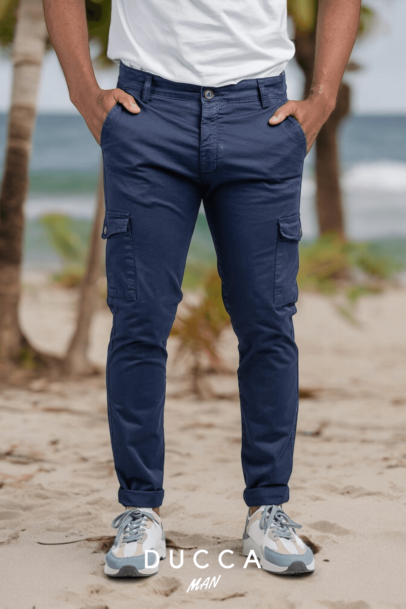 Pantalón Cargo French Bulldog - DUCCA Pantalones Cargo 38 / Azul marino DUCCA