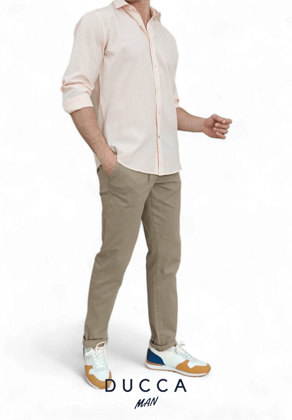 Pantalón Chino Cintura Elastica - DUCCA Pantalones Hombre 38 / Beige DUCCA