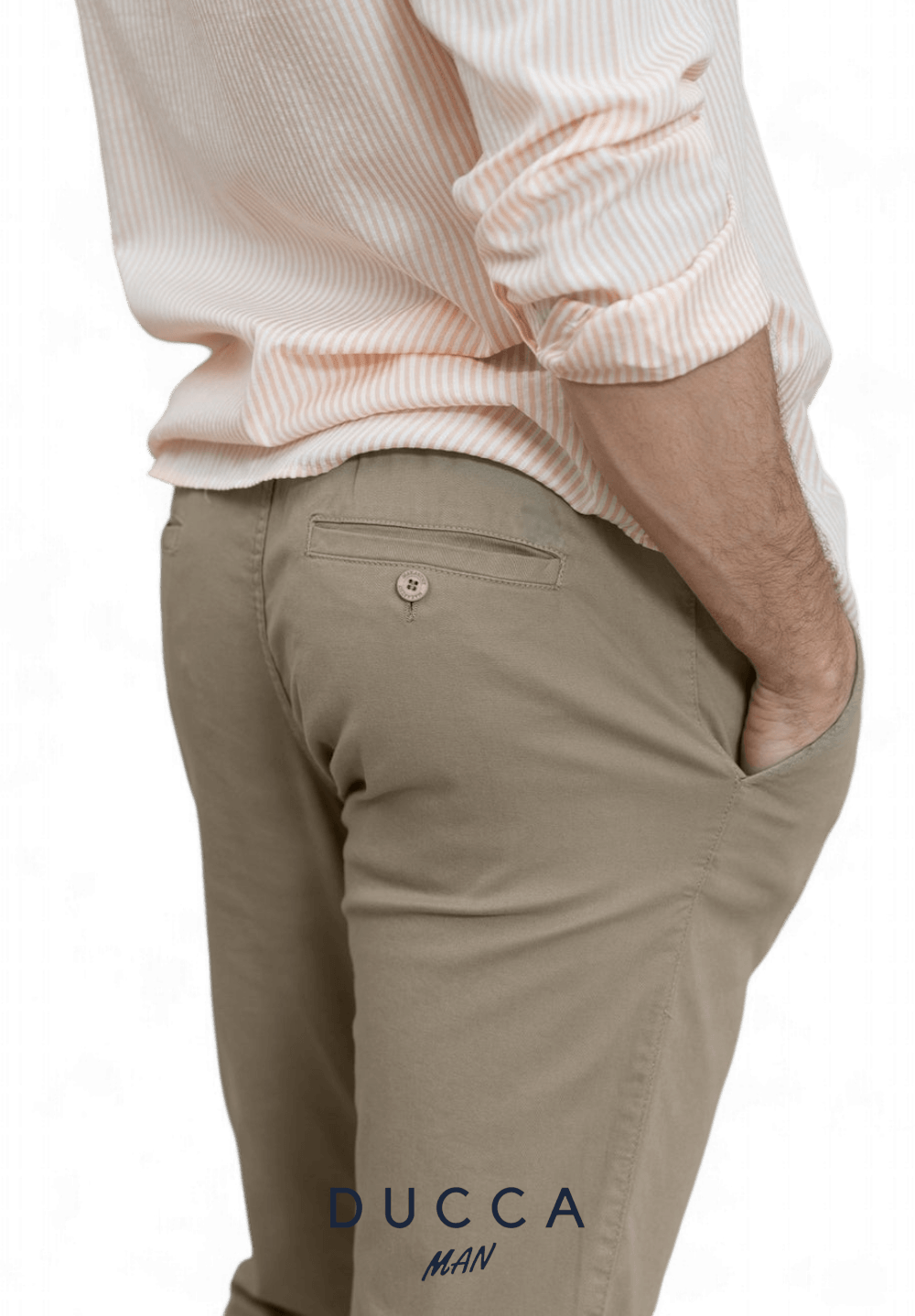 Pantalón Chino Cintura Elastica - DUCCA Pantalones Hombre 38 / Beige DUCCA