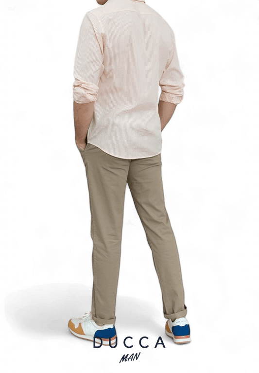 Pantalón Chino Cintura Elastica - DUCCA Pantalones Hombre 38 / Beige DUCCA
