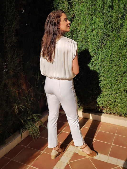 Blusa Elegancia Beige Sin Mangas - DUCCA Default Title DUCCA