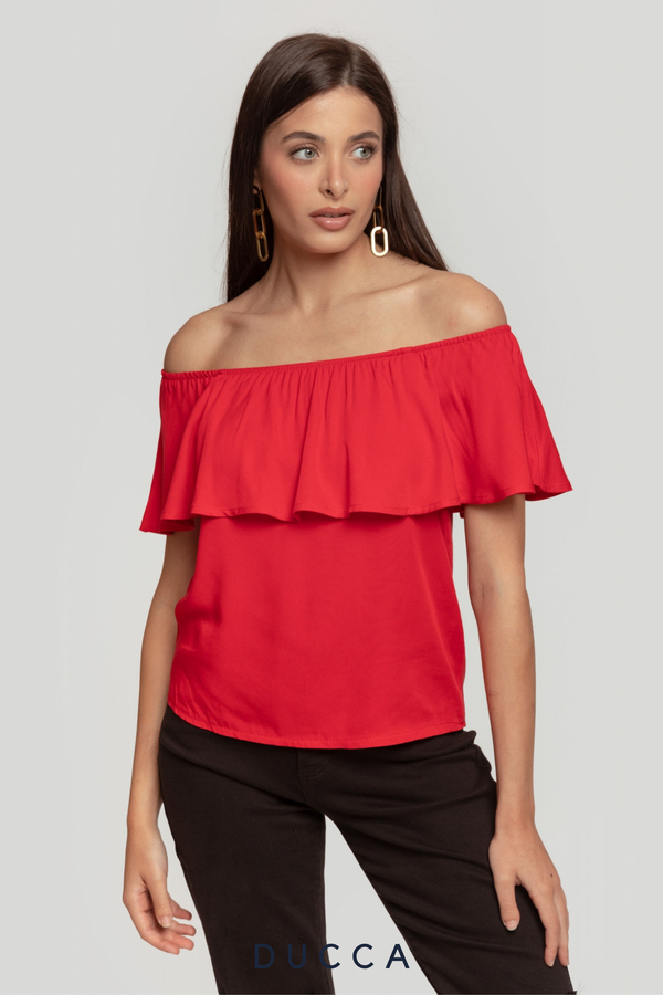 Blusa Aura de Bardot Rojo - DUCCA