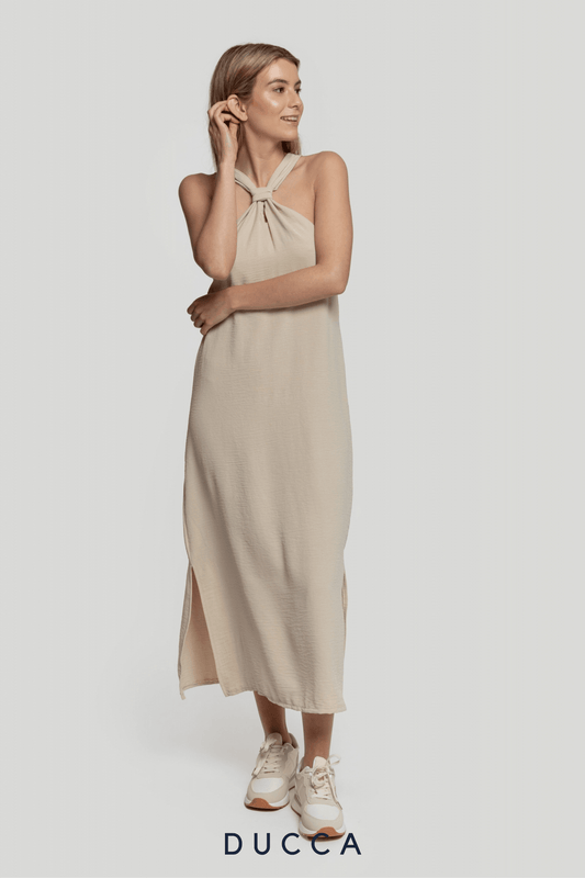 Vestido Sensazione Halter Beige - DUCCA