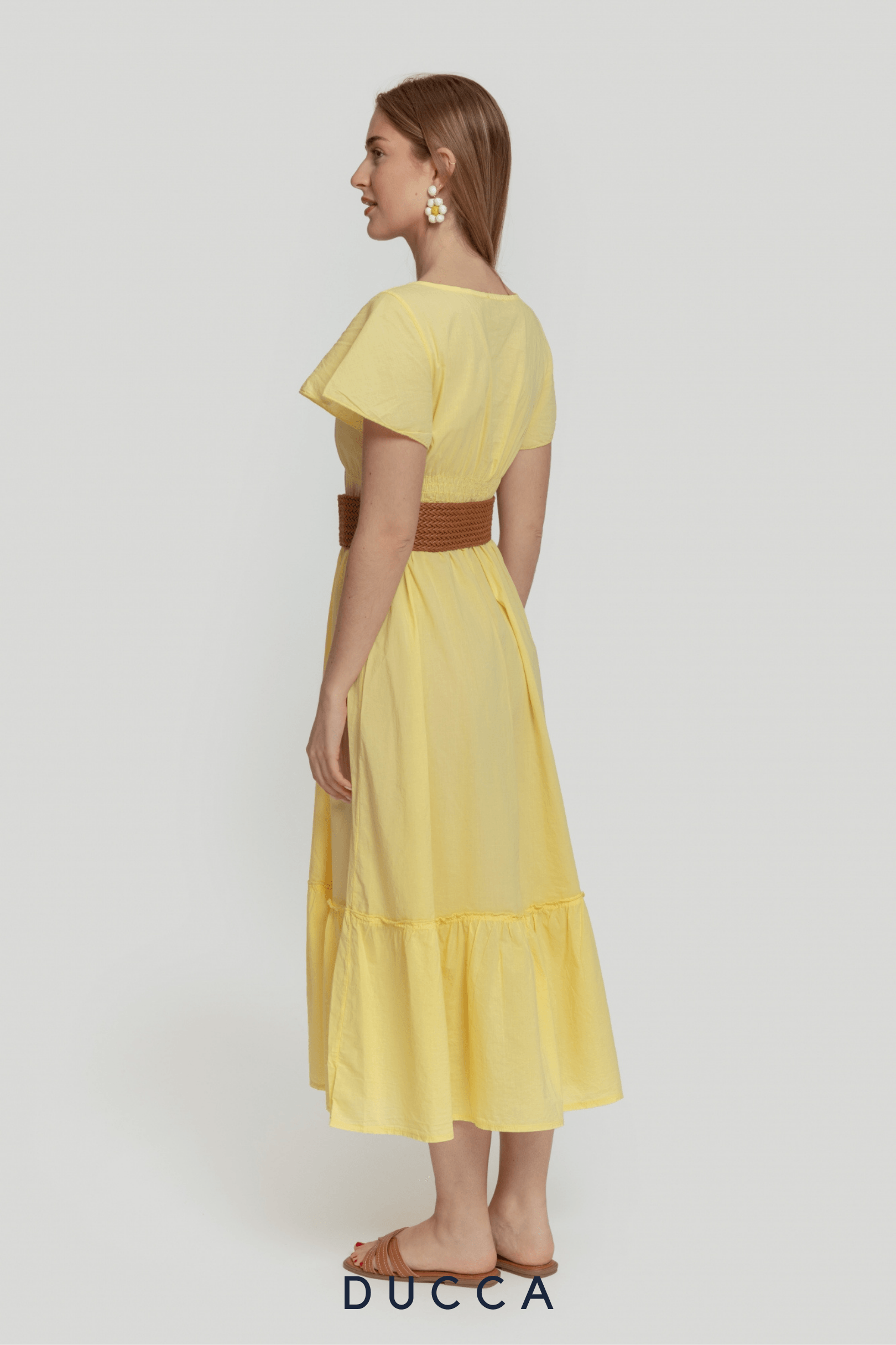 Vestido Evasé Celestia Amarillo - DUCCA