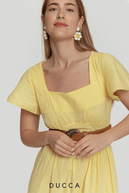 Vestido Evasé Celestia Amarillo - DUCCA