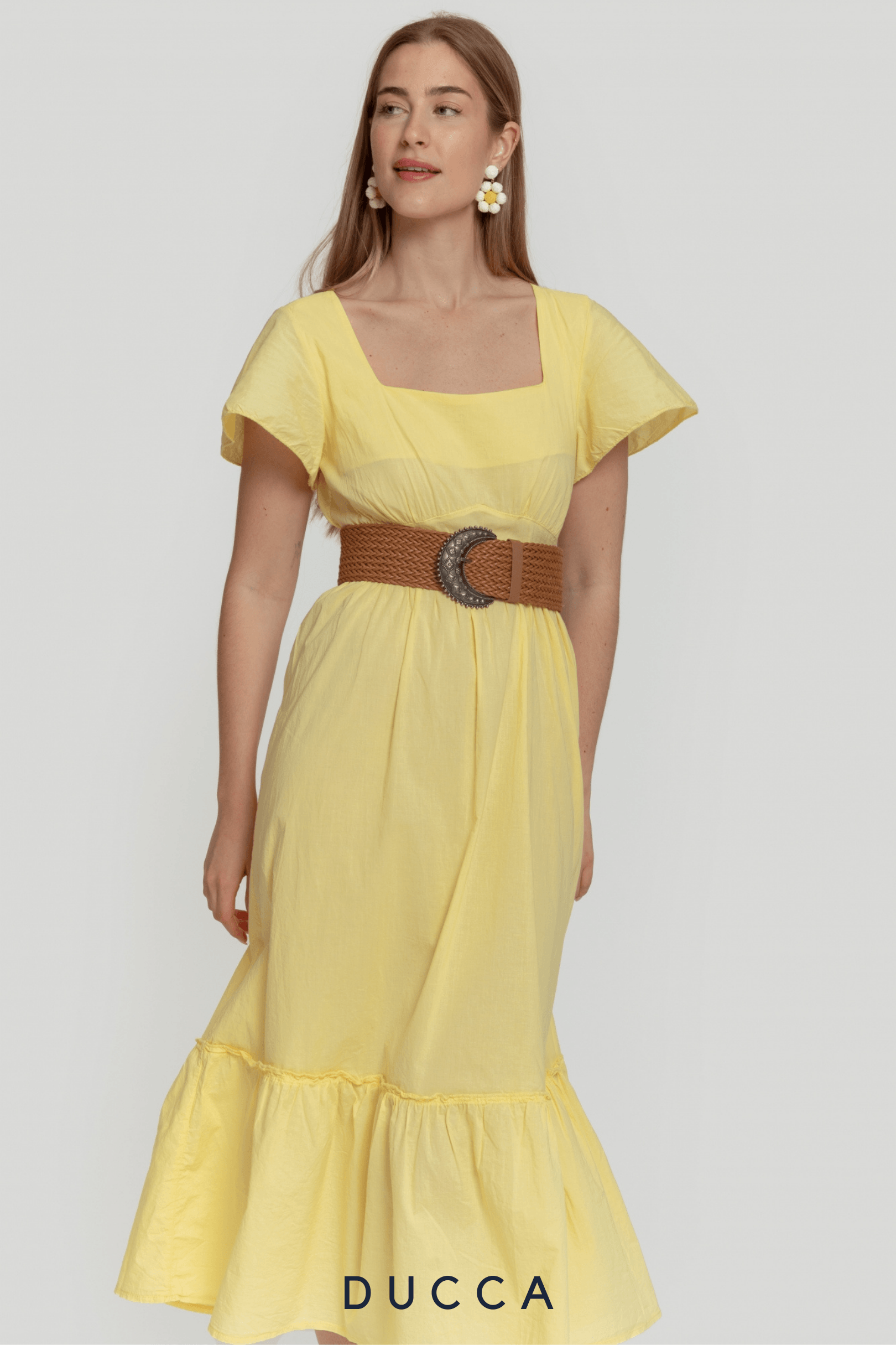 Vestido Evasé Celestia Amarillo - DUCCA