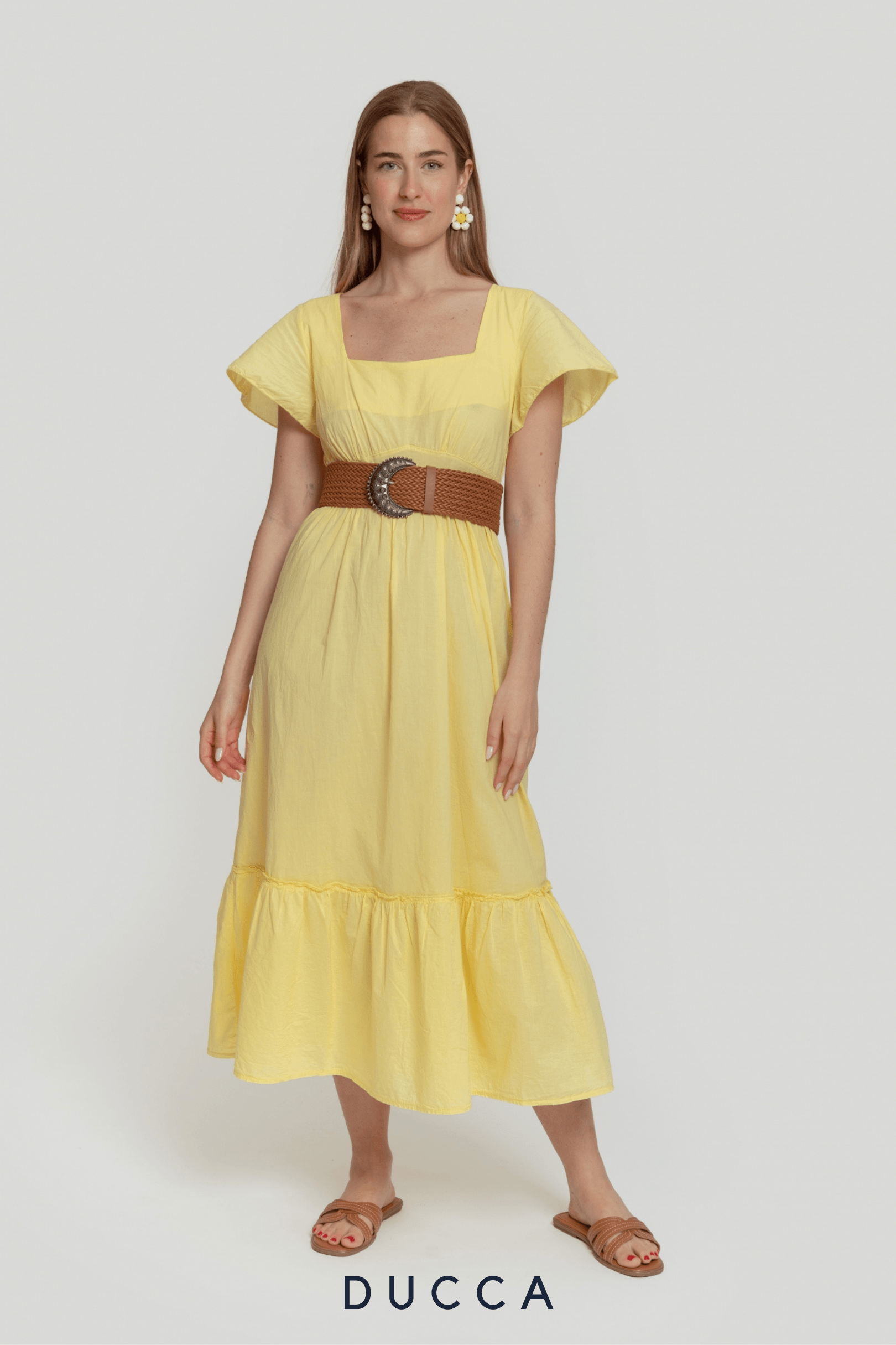 Vestido Evasé Celestia Amarillo - DUCCA