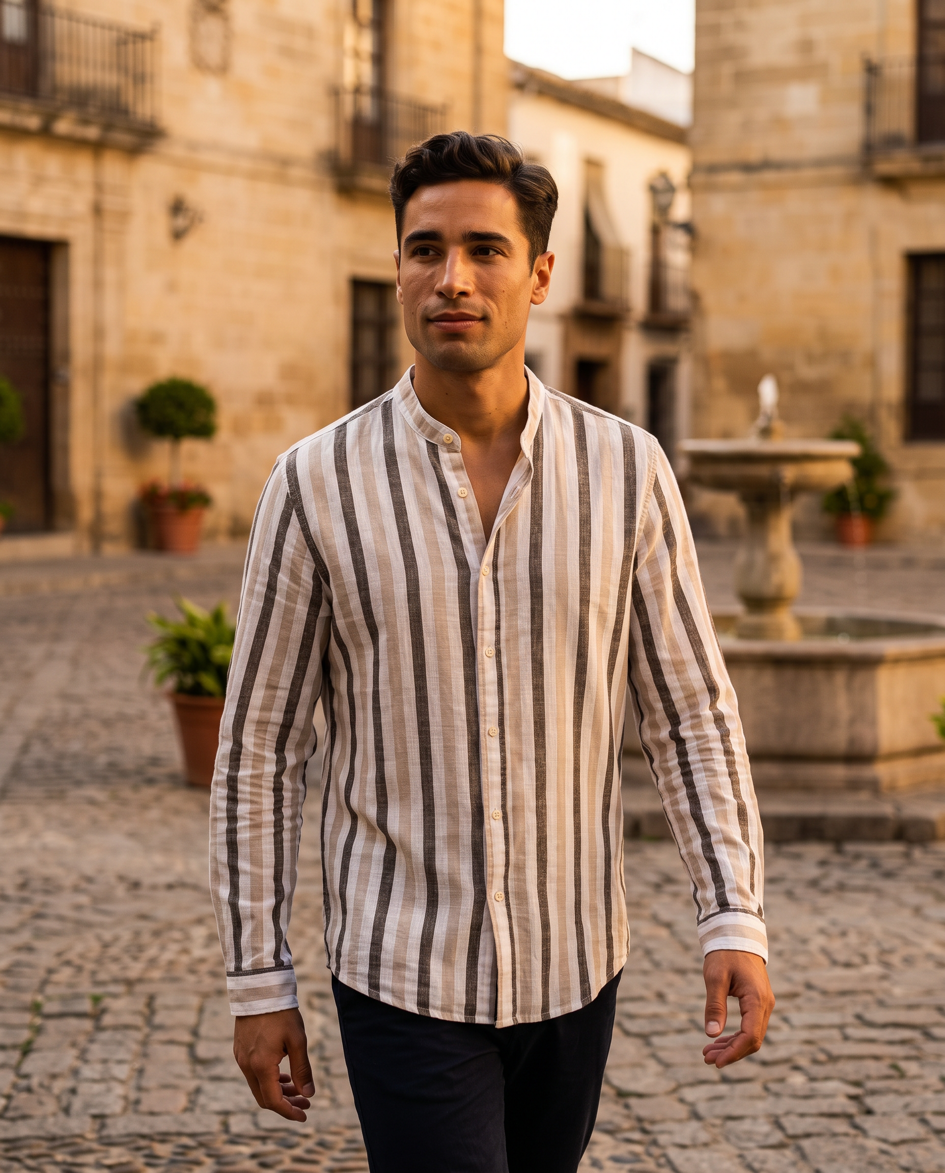 Camisa Rayas Anchas Tierra