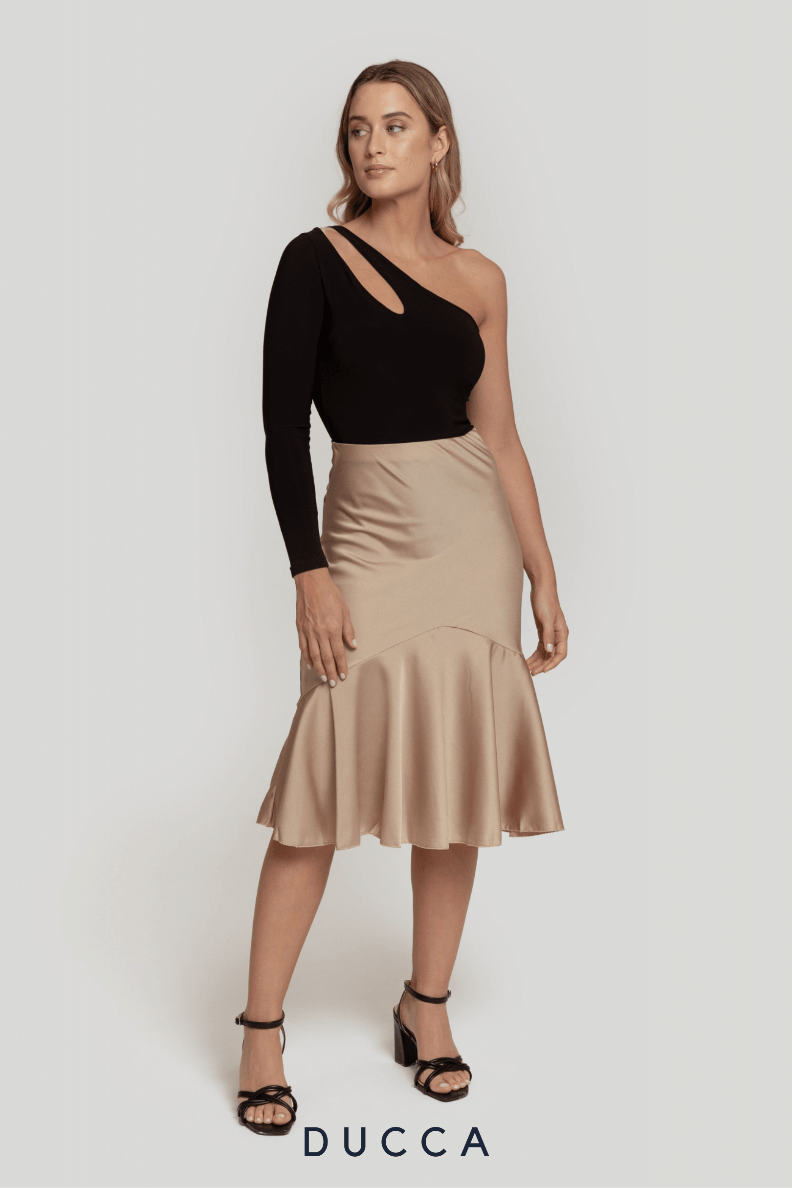 Falda Luz de Satén Beige - DUCCA