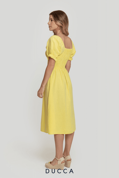 Vestido Eden de Lino Amarillo - DUCCA