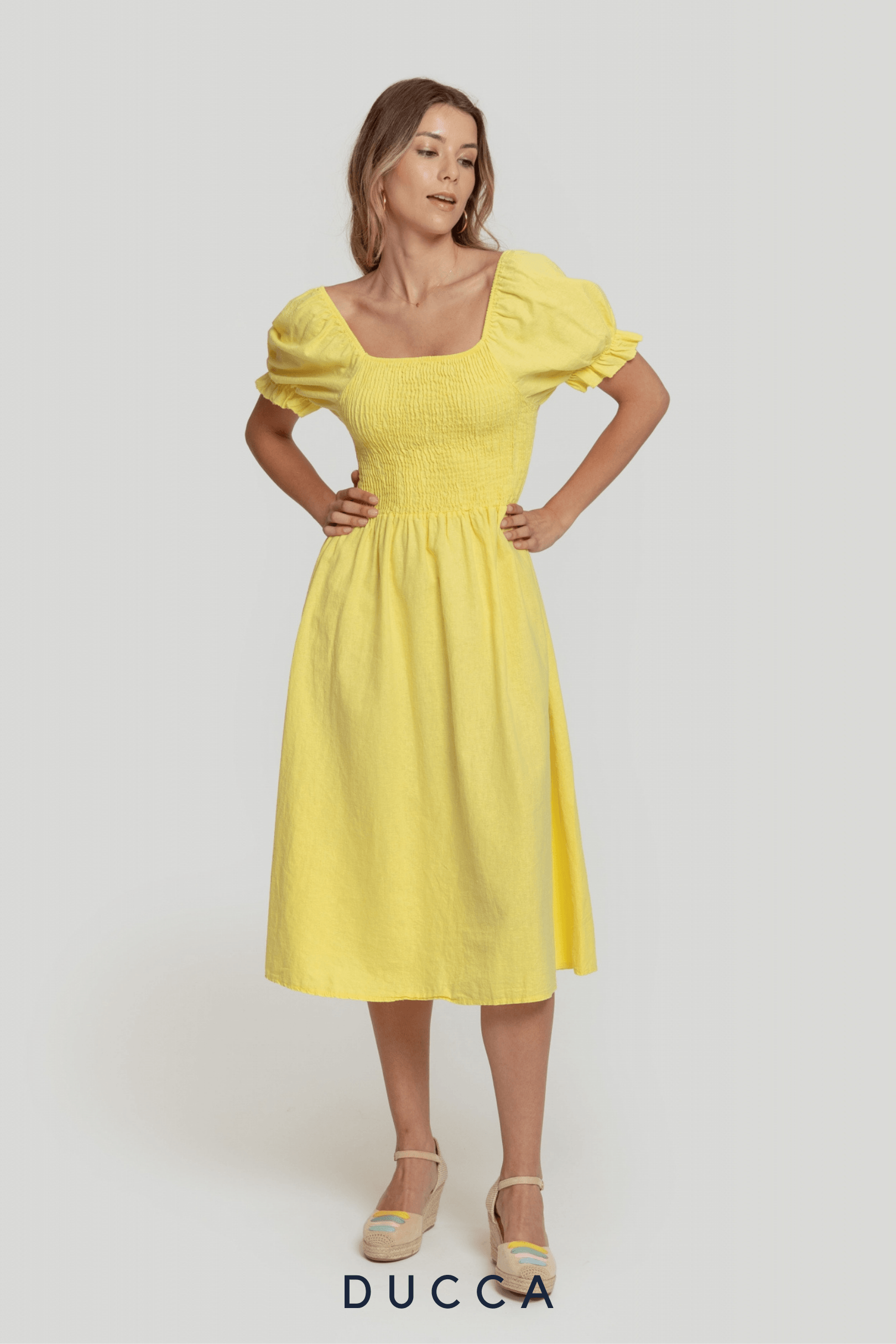 Vestido Eden de Lino Amarillo - DUCCA