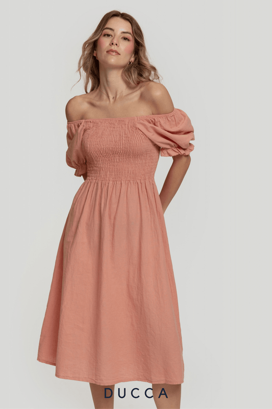 Vestido Eden de Lino Coral - DUCCA