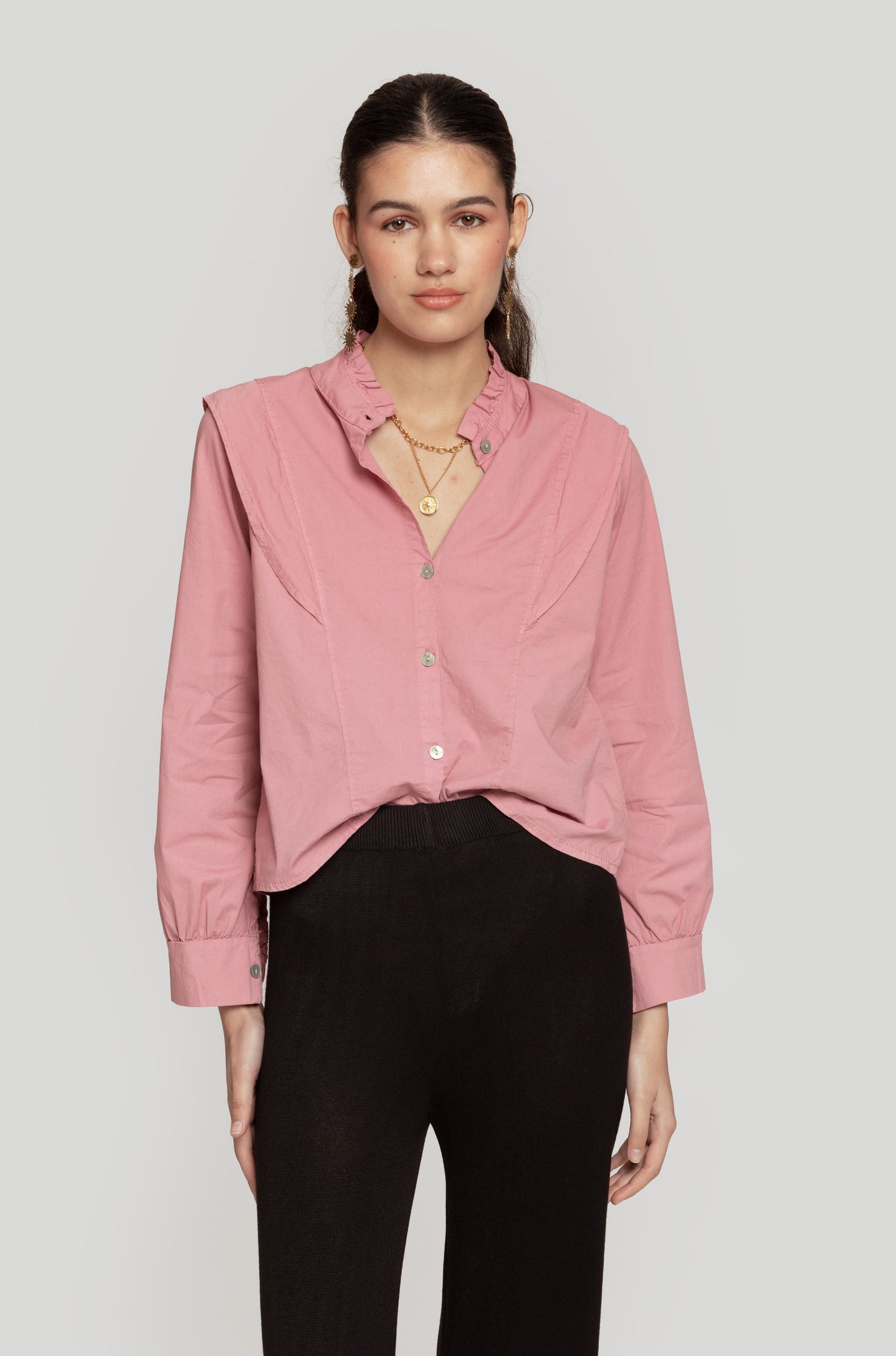 Camisa Aura Cropped Rosa