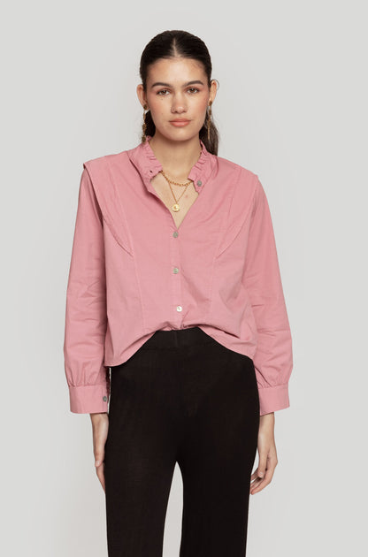 Camisa Aura Cropped Rosa