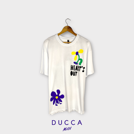 Camiseta Oversized Flowers Blanco - DUCCA