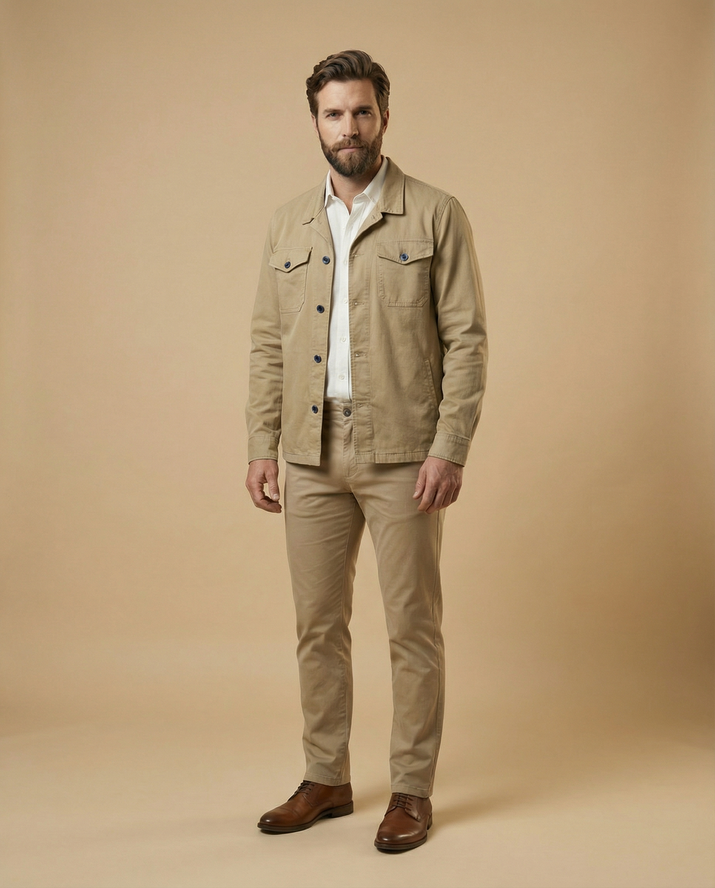 Sobrecamisa Cuatro Cierres Beige