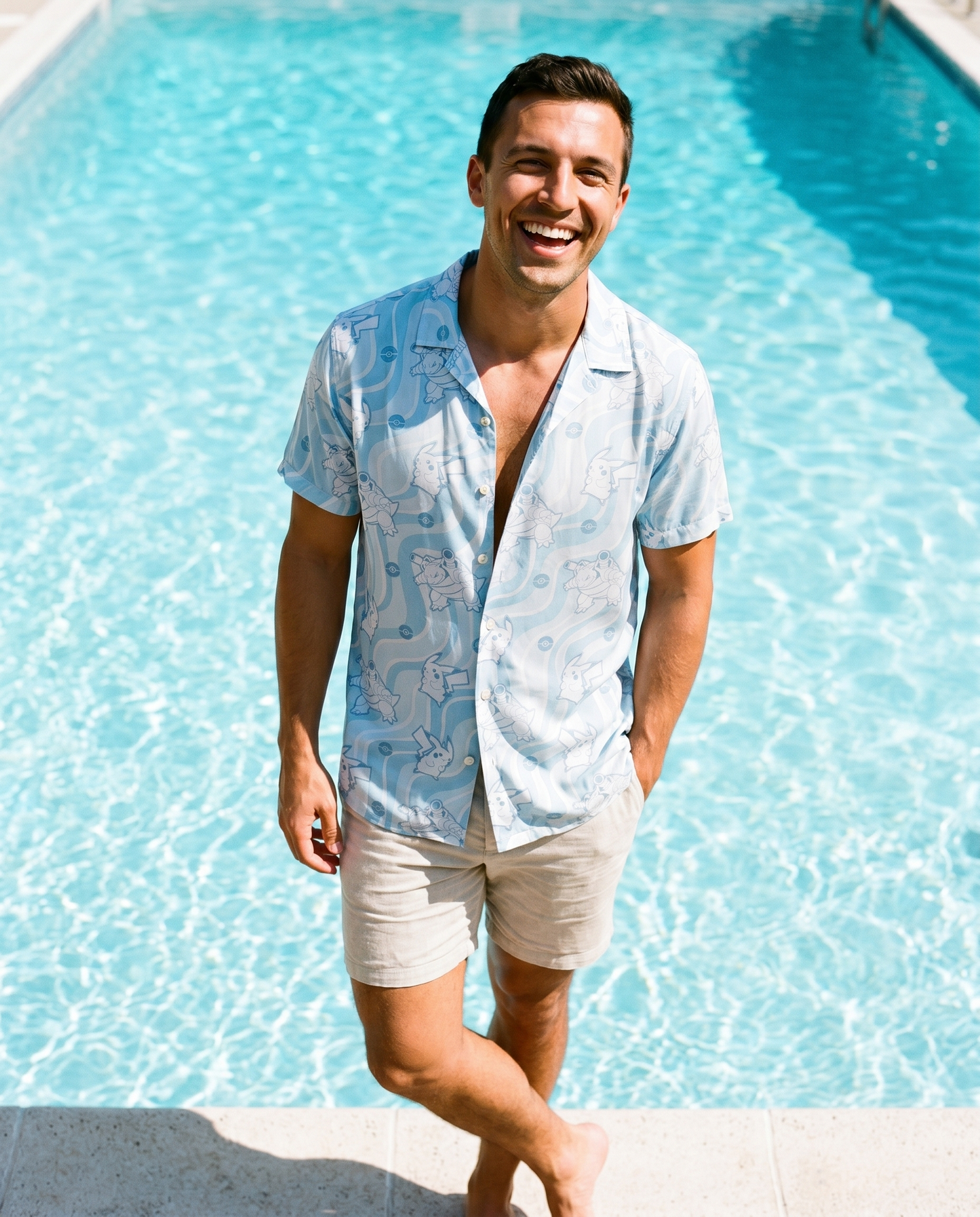 Camisa Hawaiana Pokémon — Liquid Blue