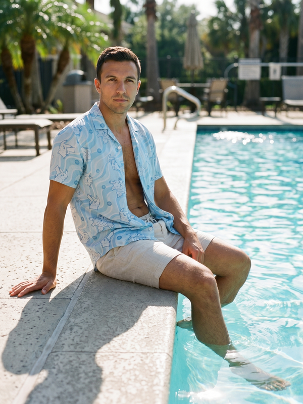 Camisa Hawaiana Pokémon — Liquid Blue