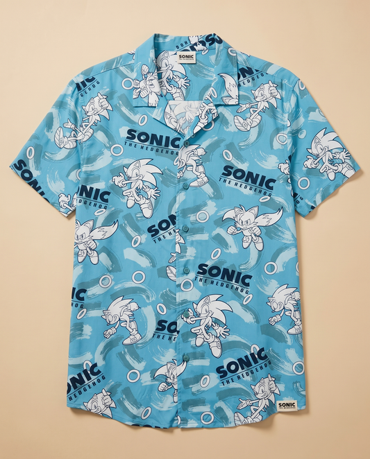 Hawaiana Sonic & Tails - detalle de tela y estampado