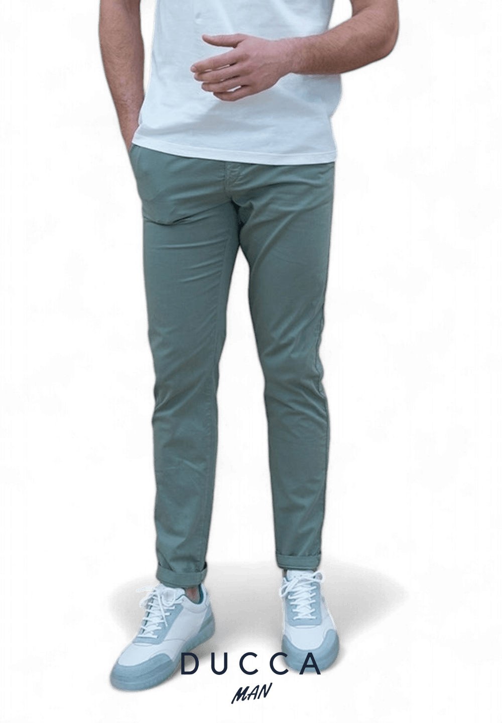 Pantalón Chino Cintura Elastica - DUCCA Pantalones Hombre 38 / Beige DUCCA