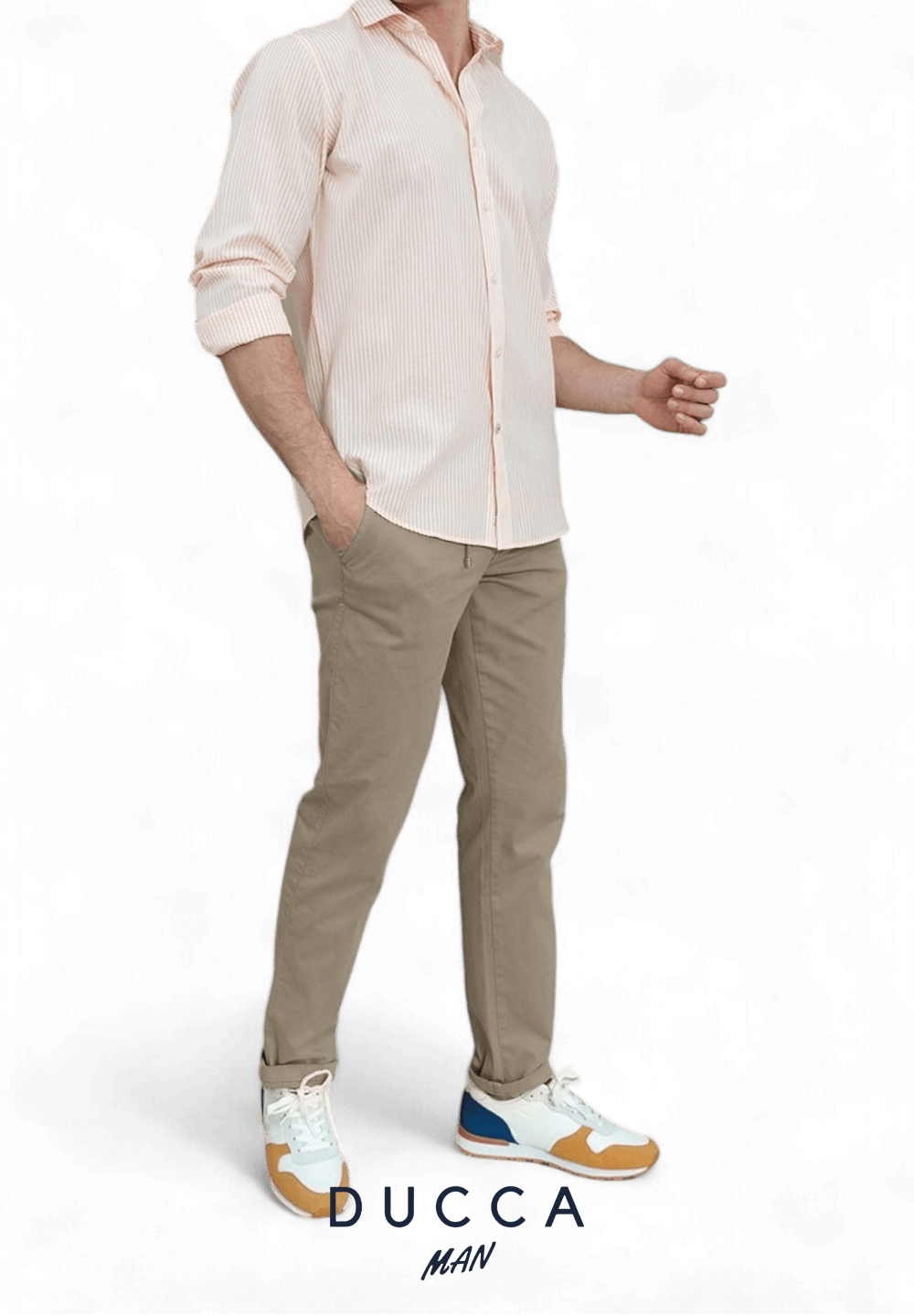 Pantalón Chino Cintura Elastica - DUCCA Pantalones Hombre 38 / Beige DUCCA