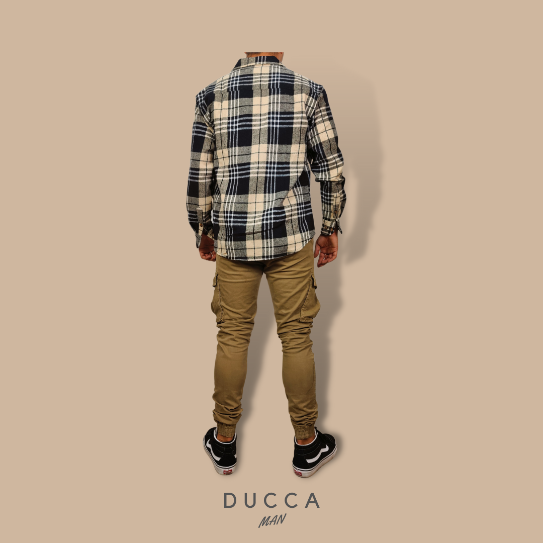 Sobrecamisa Franela Cuadros Beige